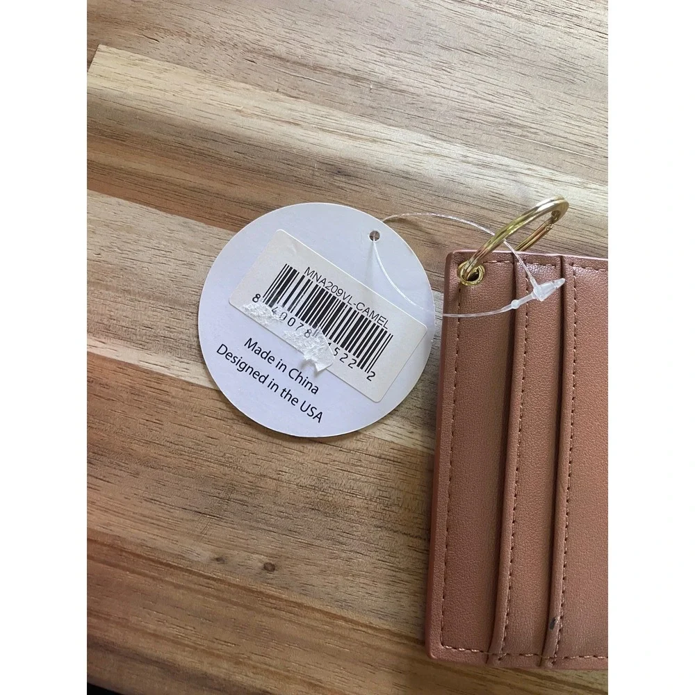 Viv & Lou Camel Faux Leather Card Holder Keychain ID Window MNA209VL-CAMEL